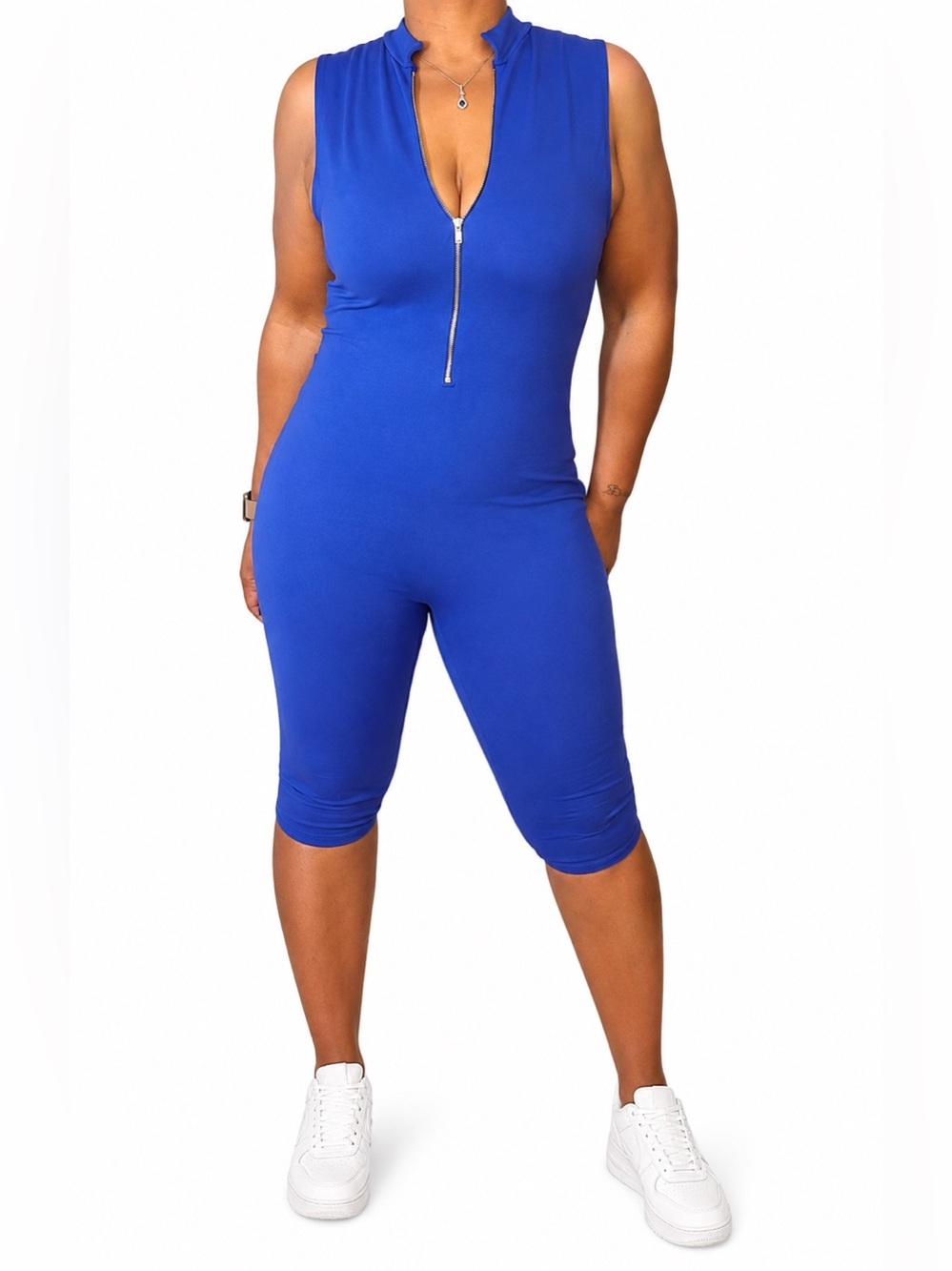 Royal Blue Sleeveless Fitted Romper